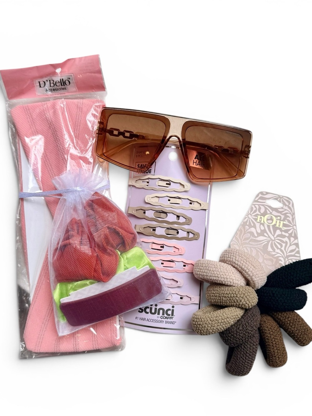 Accessory Set with Sunglasses - Hair ties, clips and bandana